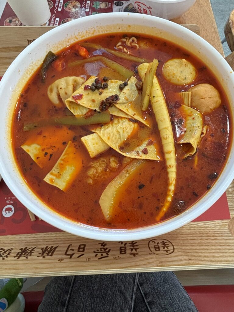 親愛的麻辣湯 船橋競馬場店の四川風麻辣スープの完成した丼