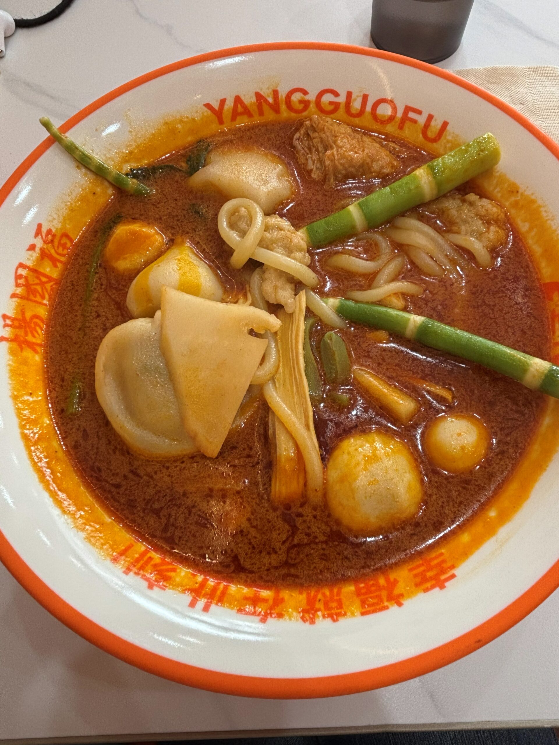 楊國福マーラータン 千葉市川店のピリ辛牛骨スープ激辛の完成した麻辣湯
